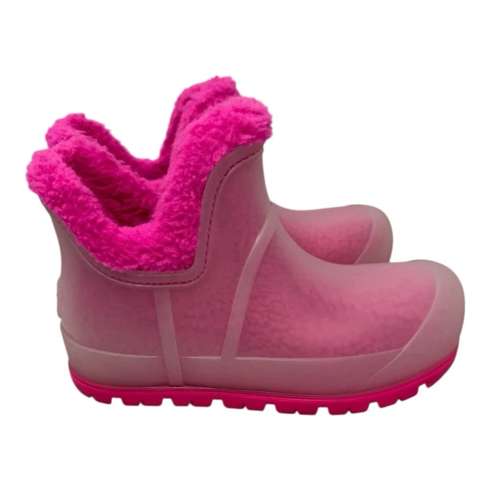 🔥OMG 🤯UGG Raincloud CLEAR Pink Platform Boots Taffy Fluffy Fur Insane RARE Y2K
